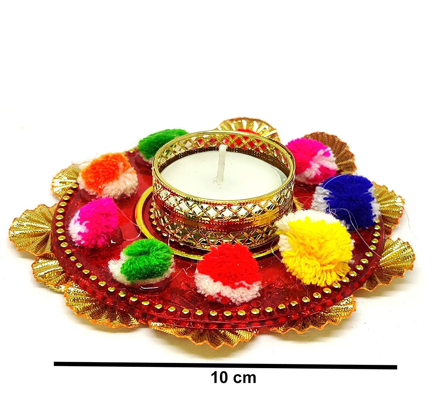 Flower Design Metallic Diya Tea Light Candle Holder For Home Office Decoration Puja Articles 5938